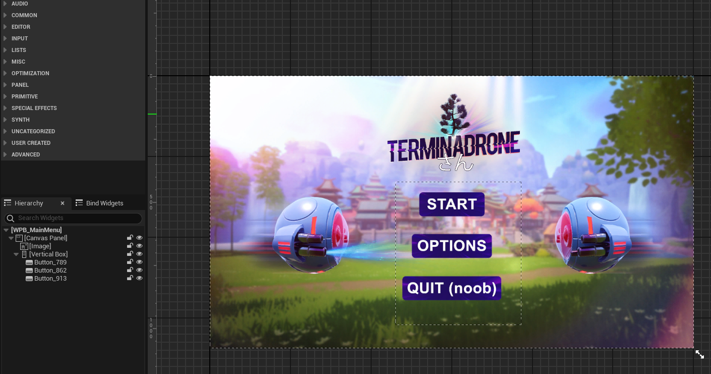 Main menu widget